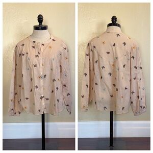 Madewell Butterfly Breeze Balloon-Sleeve Peasant Top Size Medium